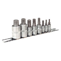 Spline Socket Bit Set 8pc 1/4andquot, 3/8andquot and 1/2andquotSq Drive