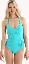 Seaspray, 1295[^]236546 Just Plain Draped Crossover One Piece - Aqua