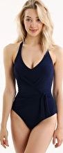 Seaspray, 1295[^]236540 Just Plain Draped Crossover One Piece - Navy