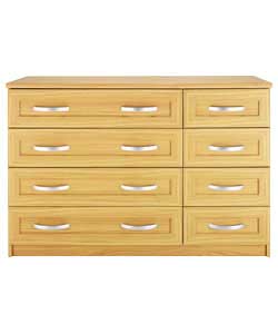 Framed 4 Wide 4 Narrow Drawer Chest - Medium Oak