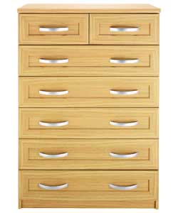 Framed 5 Wide 2 Narrow Drawer Chest - Medium Oak