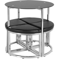 Grafton Stowaway Black Glass Dining Set