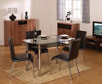 Harlequin Glass Rectangular 4 Seater Dining Set