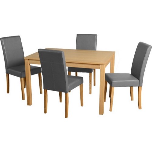 Oakmere Dining Set in Oak with Silver