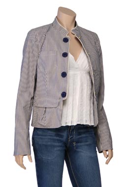 Striped Mandarin Collar Jacket by See by Chloe