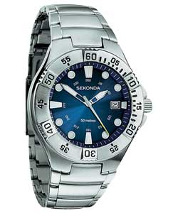 sekonda Gents Sports Blue Dial Stainless Steel Bracelet Watc