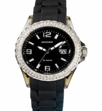 Sekonda Ladies Black Crystal Partytime Watch