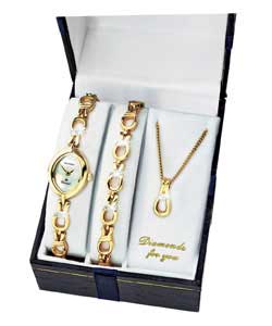 sekonda Ladies Classique Gold Plated 3 Piece Watch Set