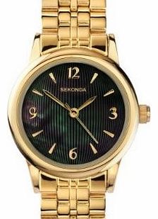 Sekonda Ladies Gold Tone Bracelet and Black Dial Watch 4567