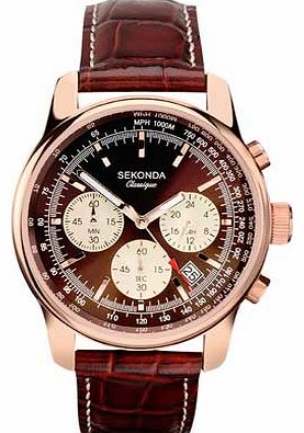 Sekonda Sekond Mens Classique Brown Leather Chronograph