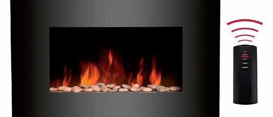 Sentik Large 2kW Black Glass Screen Wall Mounted Electric Fire Fireplace