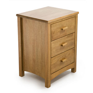 Serene , Eleanor 3 Drawer Bedside Table - Oak