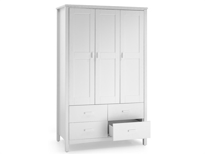 Serene Furnishings Eleanor 3 Door Wardrobe (Opal White) Small