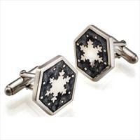 Seven London Silver Hexagon Snowdrop Cufflinks by