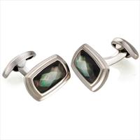 Seven London Silver Rectangle Grey MOP Cufflinks