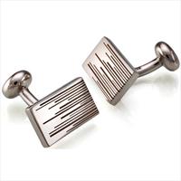 Seven London Silver Rectangle Multi-Line Cufflinks