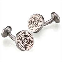 Seven London Silver Round Firework Design Cufflinks by