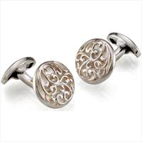 Seven London Silver Round Floral Design Cufflinks