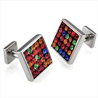 Seven London Silver Square Dark Crystal Cufflinks by