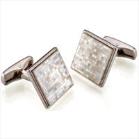 Seven London Silver Square Mosaic MOP Cufflinks