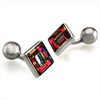 Seven London Silver Square Rainbow Swarovski Crystal Cufflinks