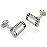 Seven London Silver Square Rectangular Domed MOP Cufflinks