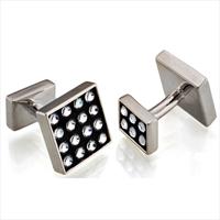 Seven London Silver Square White Swarovski Crystal Cufflinks