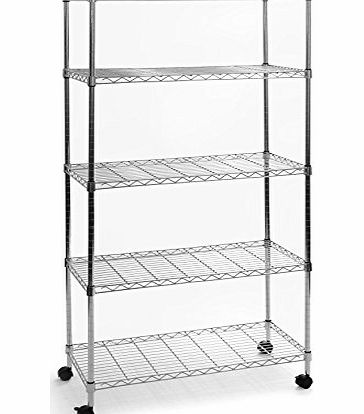 Seville Classics 76.2 x 35.6 x 152.4 cm 5-Shelf Shelving System, Silver