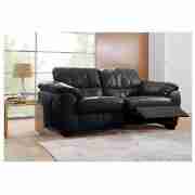 Seville Large Leather Recliner Sofa, Black