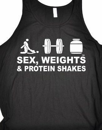 SEX WEIGHT AND PROTEIN SHAKES - NEW PREMIUM TANK VEST TOP - BASIC D3 (M - BLACK) - Slogan Funny Clothing Joke Novelty Vintage retro top Mens Ladies Womens Girl Boy tshirt Tees Tee muscle shirts fashio