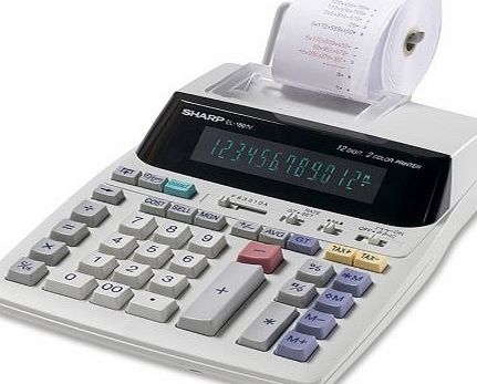 Sharp EL1801V Two-Color Printing Calculator, 12-Digit Fluorescent, Black/Red