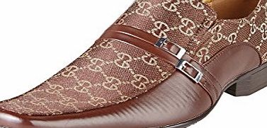 New Mens Italian Style Designer Inspired Office Formal Wedding Slip On Shoes Size, Brown [ UK 10 / EU 44 ]