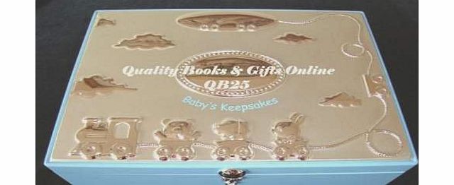 Shudehill Silver Plated Baby Boys Large Keepsakes Box in Blue