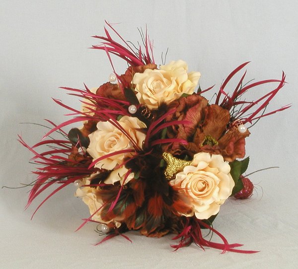 Silk Bouquets Antique Bridal Posy in Terracotta