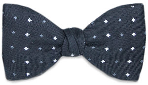 Silver & Grey Squares Black Bow Tie