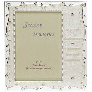 Silver & Pearl 25th Anniversary Photo Frame