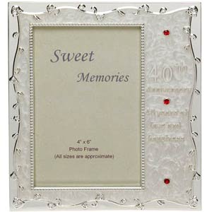 silver & Pearl 40th Anniversary Photo Frame