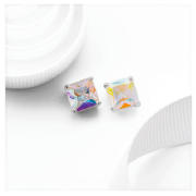 Silver AB Cubic Zirconia Princess Cut Studs