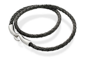 and Leather Plait Hook Necklet 019307