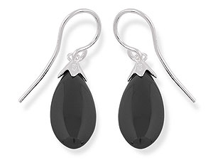 and Onyx Lozenge Drop Hookwire Earrings 060739