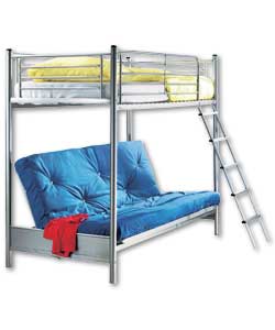 SILVER Bunk Bed/Natural Futon/Sprung Mattress