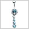 SILVER Cascade Hearts Navel Bar Attachment