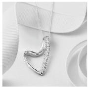 SILVER CZ RIBBON HEART PENDANT