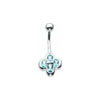 SILVER Large Jewelled Petal Navel Bar