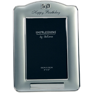 Plated Happy 50 Birthday Plaque Photo Frame