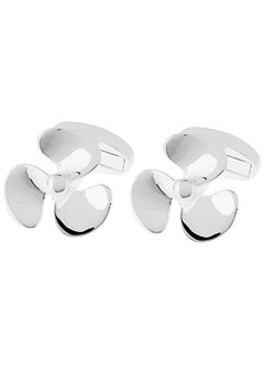 SILVER Plated Propeller Cufflinks PSN56-FB-SP