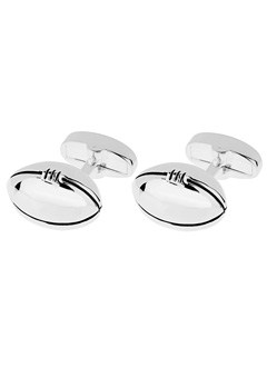 SILVER Plated Rugby Ball Cufflinks PSN183-FB-SP