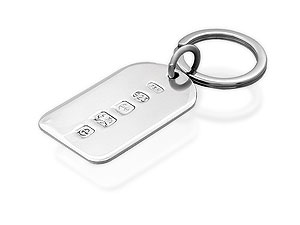 Silver Rectangular Keyfob with Ring 011842