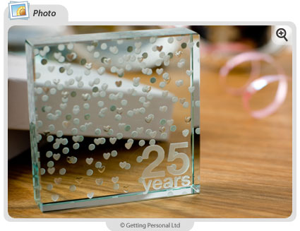 Wedding Anniversary - 25 Years - Polished glass keepsake