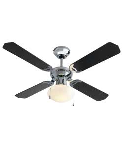 Silverfox Black and Chrome Ceiling Fan